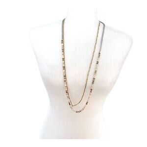 Stella & Dot Goldtone and White Layered Necklace